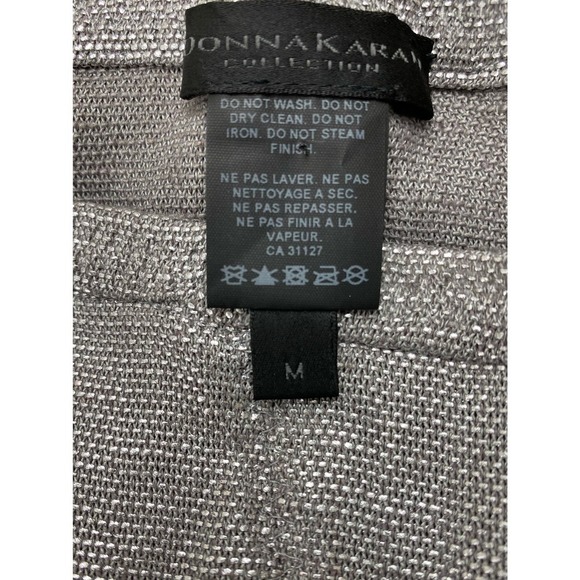 Donna Karan Collection M Silver Gray Metallic Stretch Midi Skirt - Picture 5 of 5